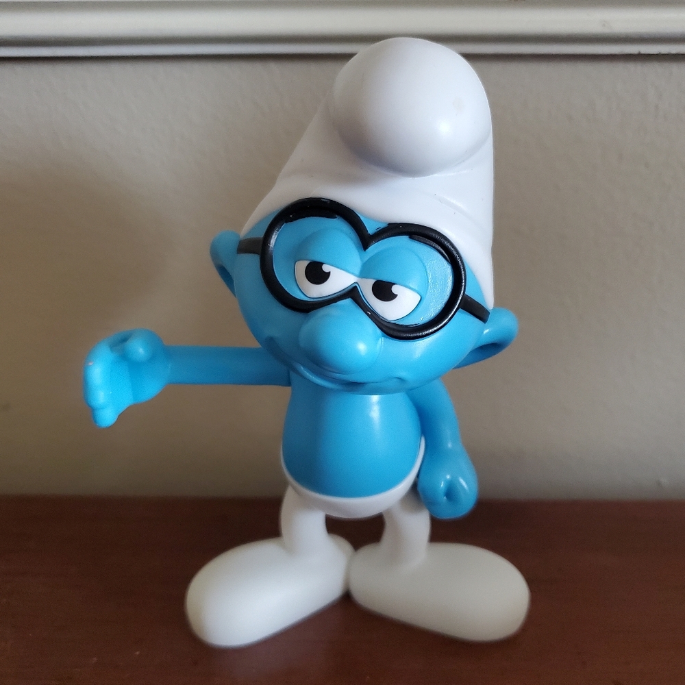 Collectible Brainy Smurf Burger King 5 3/4 Inches Tall Movable‎ Arm
